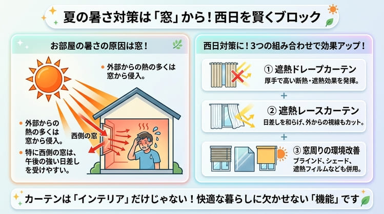 夏の暑さは「窓」から!西日を賢くブロック!